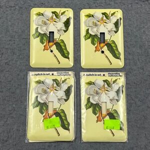VTG Magnolia Flower Light Switch in Art Plate Covers 4 Metal Single Toggle Retro